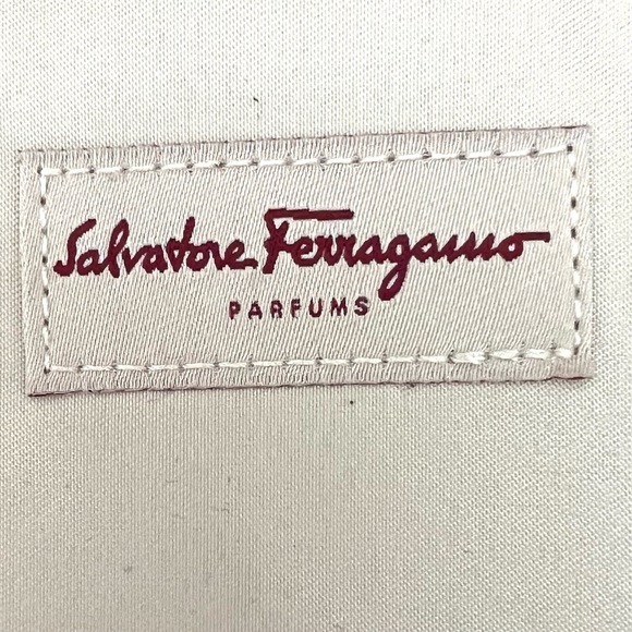 Salvatore Ferragamo Parfums Toiletry Cosmetics Make Up Bag Brown Good Condition - Picture 6 of 10